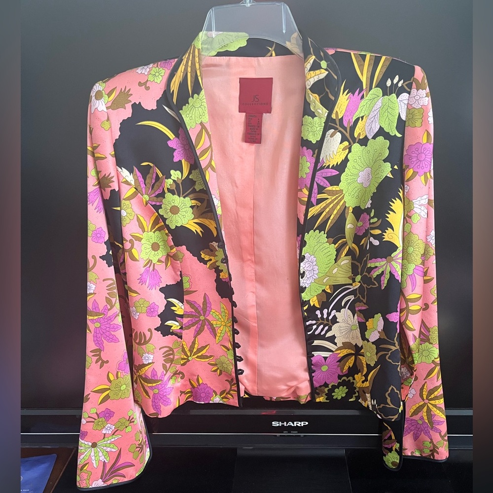 JS Collections Floral Blazer - Pink and Green